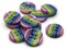 10 13mm Rainbow Striped with Pink Ends Resin Flat Round Plastic Four Hole Buttons